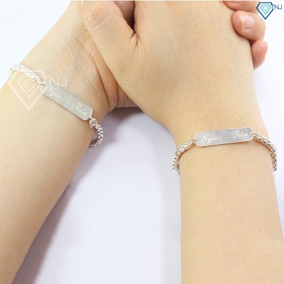 Vòng tay cặp đôi nam nữ khắc tên theo yêu cầu LTD0002 Trang Sức TNJ