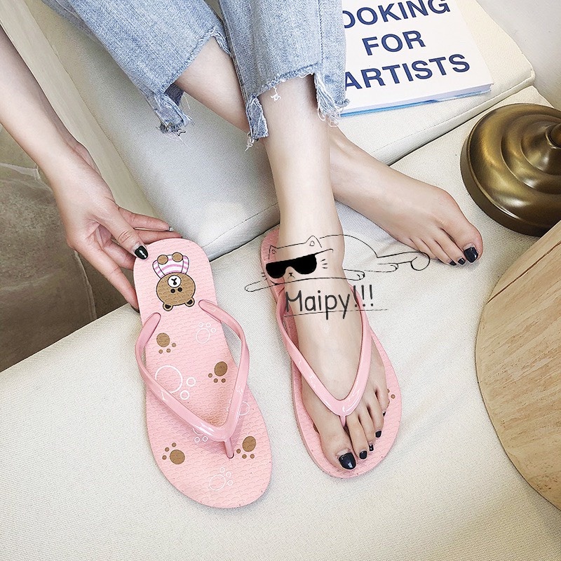 Dép kẹp xốp xỏ ngón hình GẤU cute thời trang mùa hè cho nữ 𝐃𝐋𝟏𝟎𝟓 Maipy