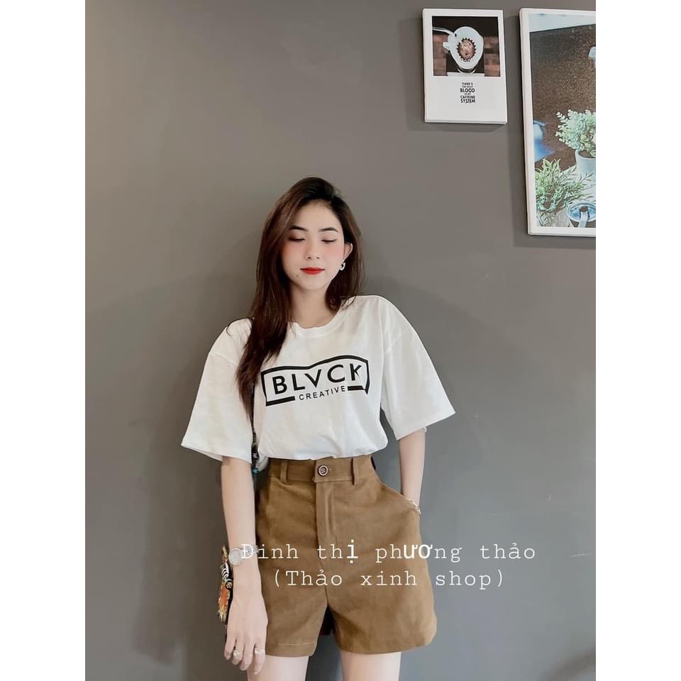 Set Bộ Black Mix Quần Sooc Nâu Bò Hot Trend | BigBuy360 - bigbuy360.vn