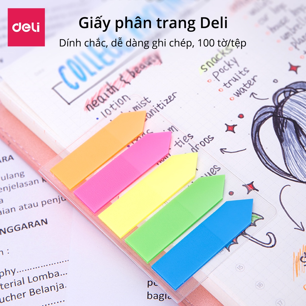 Giấy Note Ghi Chú Đánh Dấu Trang Giấy Phân Trang Giấy Nhớ Dạng Dài Nhiều Màu Sắc Trong Suốt Tiện Lợi Đa Năng