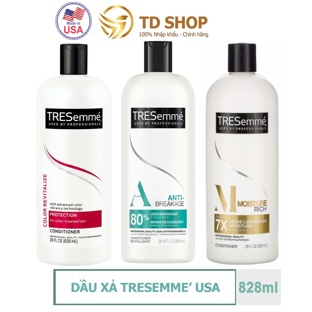 Dầu Gội I Dầu xả Tresemme Mỹ Chống Gãy Rụng Tóc I Phục hồi độ ẩm I Giữ nếp tóc uốn 828 ML I 1180 ML