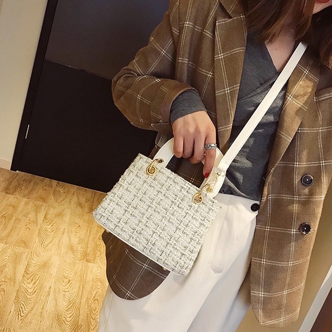 Túi xách đeo chéo nữ dáng hộp phối vải đẹp đi chơi phong cách hàn quốc HH 277