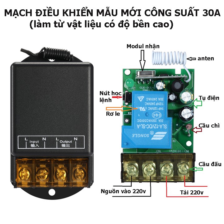 [MẪU MỚI NHẤT 2020] Bộ công tắc điều khiển từ xa công suất lớn cho máy bơm nước máy rửa xe 100m/3000W/220V