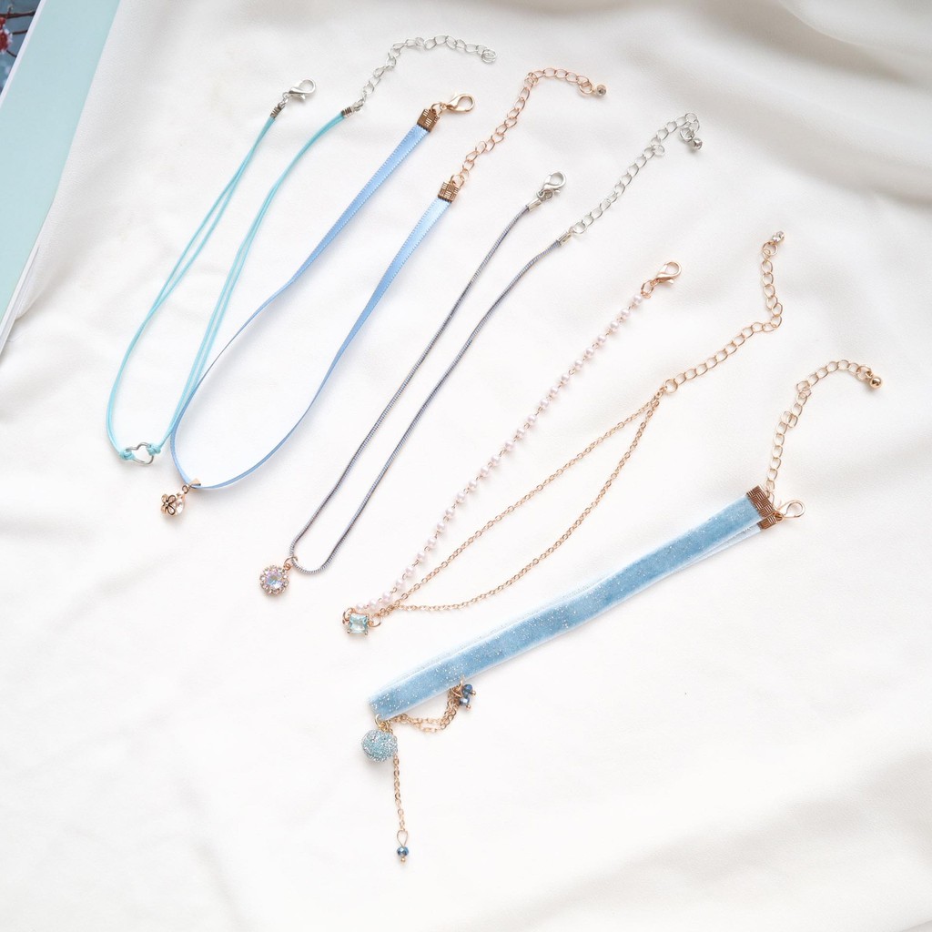 Set 5 choker xanh dịu dàng sang chảnh