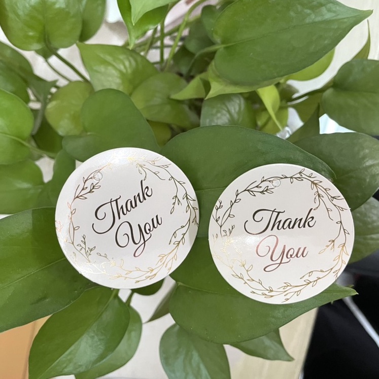 100c - Tag treo/Nhãn treo "Thank you" - phủ màng bạc Metalize