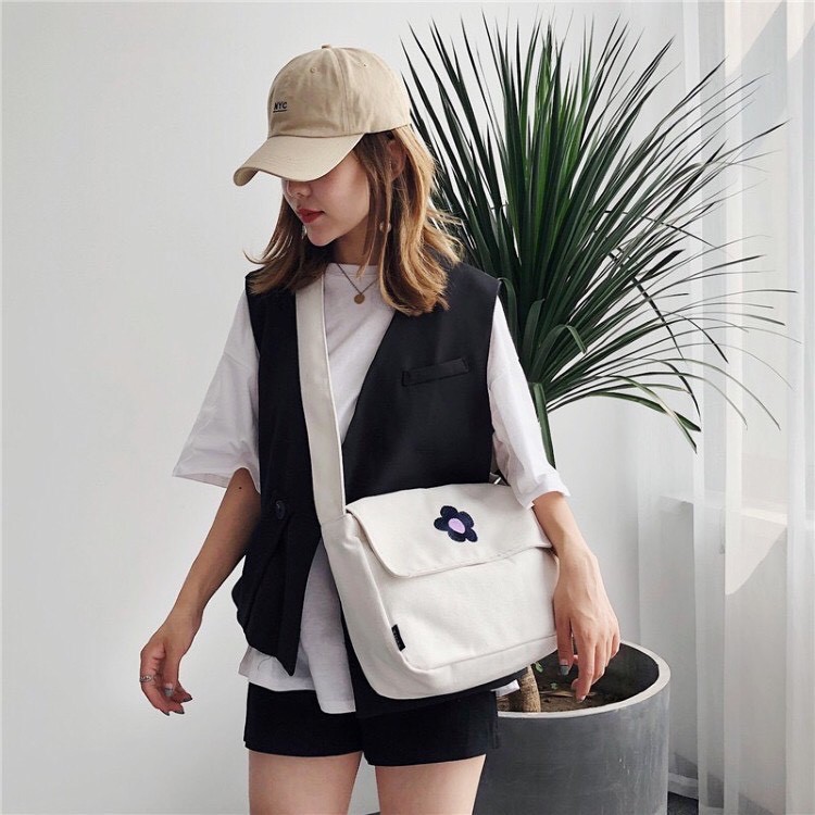 [20 mẫu vừa sách vở] Túi tote canvas đeo chéo giá rẻ trơn vải mềm đi học vừa khổ A4 Thoitranghazin | BigBuy360 - bigbuy360.vn