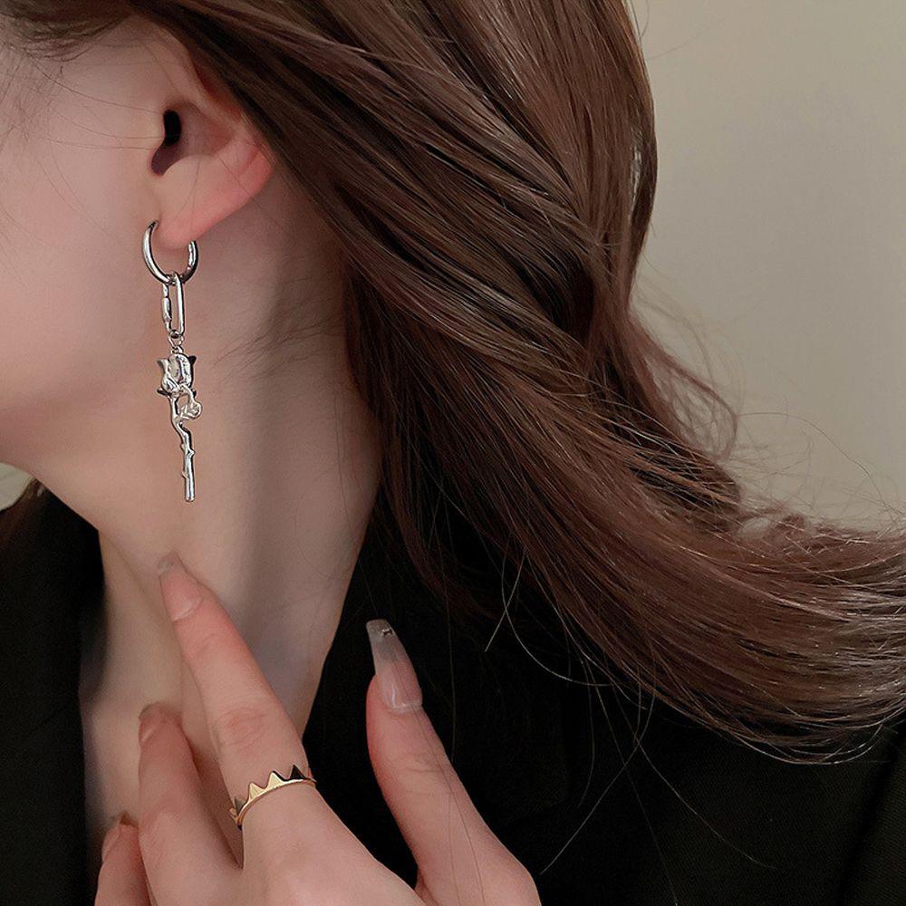 Bông Tai Dáng Dài Hình Hoa Hồng Phong Cách Retro Thời Trang Cho Nữ