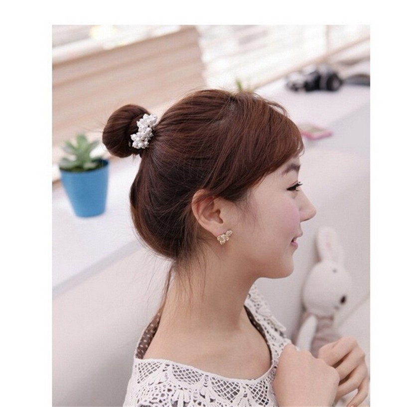 Set 2 Dây Cột Tóc Đính Ngọc Trai Nhân Tạo Thời Trang