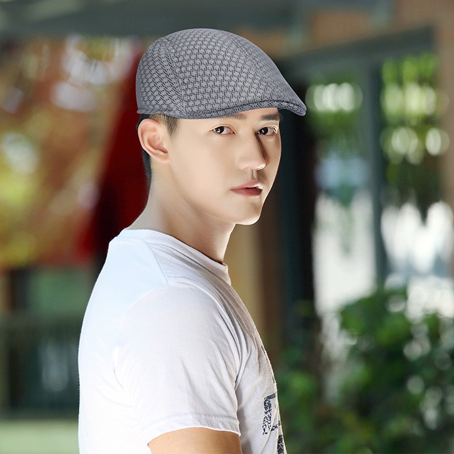 Mũ beret nam lưới thoáng khí mùa hè nón nồi mỏ vịt phong cách