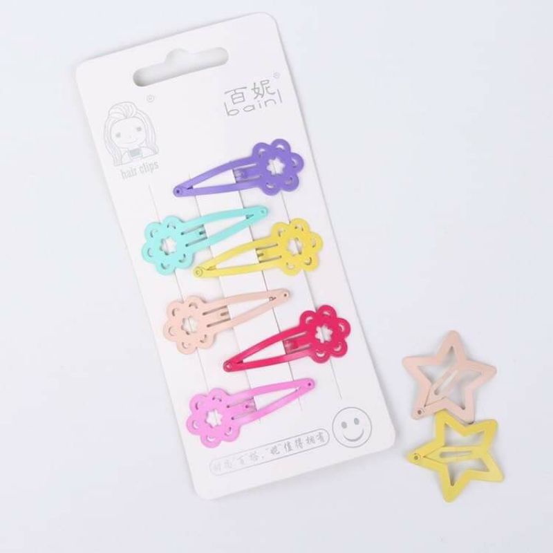 Set 6 Kẹp Tóc Họa Tiết Xinh Xắn Dễ Thương Cho Bé Gái