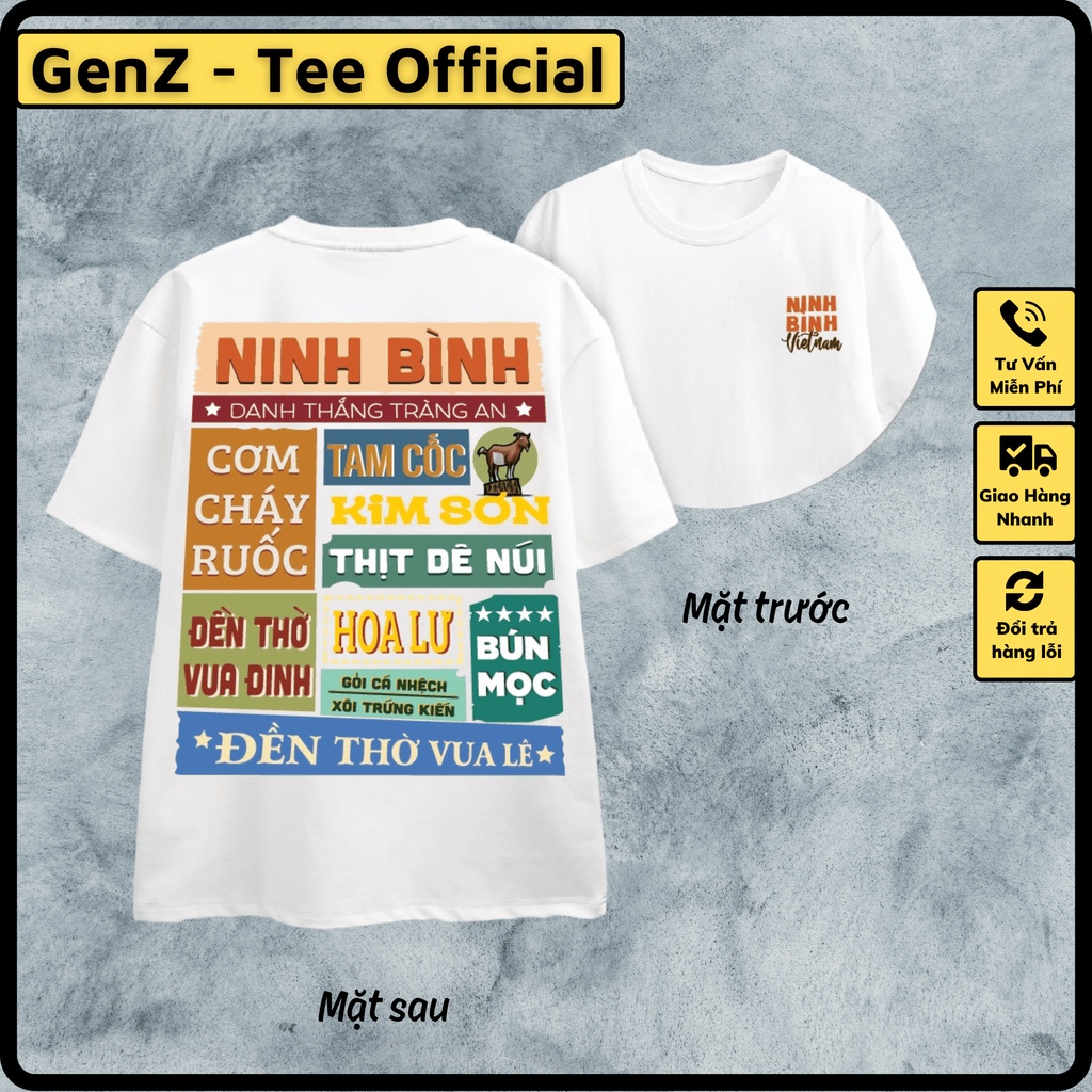 Áo Thun Local Brand Tỉnh Ninh Bình, Áo 63 Tỉnh Thành Nam Nữ Form Rộng Unisex Genz Cá Tính