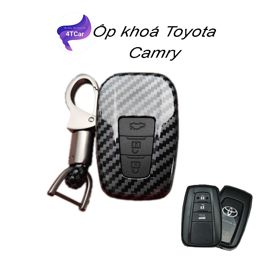 Ốp chìa khoá TOYOTA CAMRY 2.0 2020 bọc chìa khoá vân carbon TOYOTA 3 nút