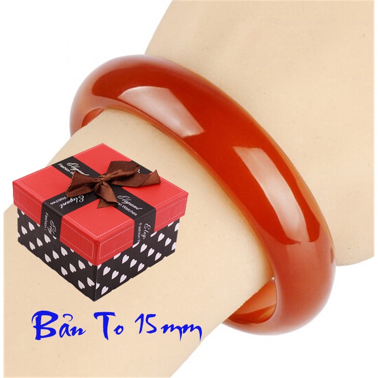 Vòng tay mã não đá đỏ tự nhiên liền khối nhiều size dễ chọn có bản lớn 15mm và bản nhỏ 10mm tặng hộp đựng xinh xắn