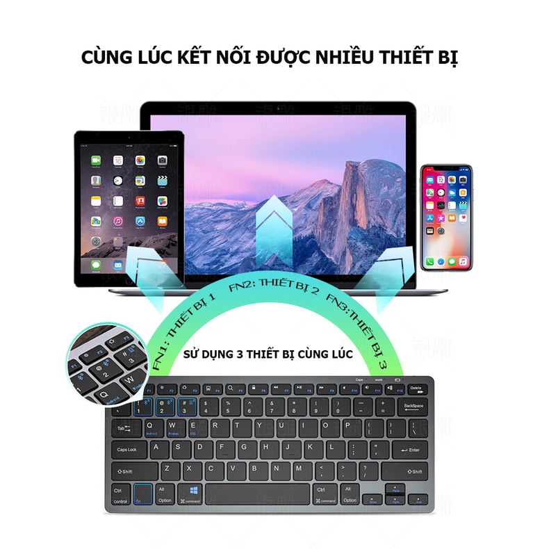 Bàn Phím Không Dây Bluetooth Mini 87 Phím YINDIAO KB-01 Kết Nối Cho Điện Thoại, Laptop, Ipad