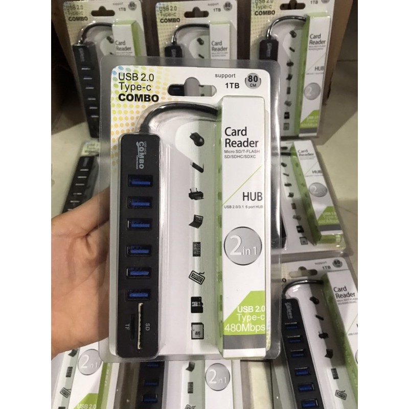 Bộ chia usb 6 cổng có khe đọc thẻ nhớ tốc độ nhanh chất lượng cao