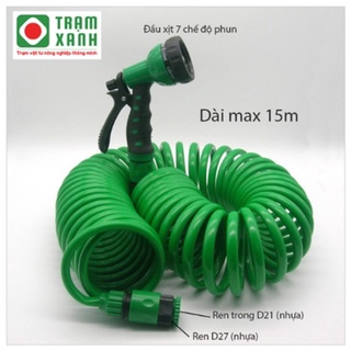 Bộ vòi xịt 7 chế độ kèm dây mềm lò xo dài max 15m