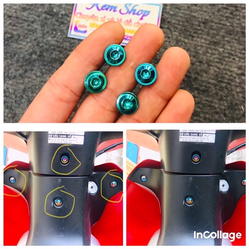 Bộ 4 Ốc Titan Gr5 Gắn Gáy Wave 50/100/110