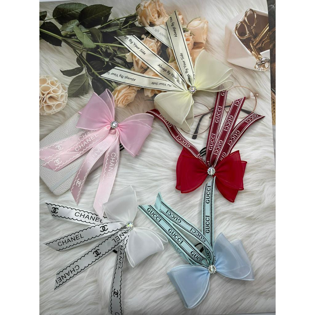 Dây Chun Buộc Tóc Co Giãn Đính Nơ Vải Satin Phong Cách Hàn Quốc (CC6)