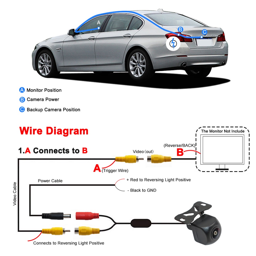 Camera Lùi Xe Hơi Góc Rộng HD Chống Thấm Nước Có Tầm Nhìn Ban Đêm CCD / AHD