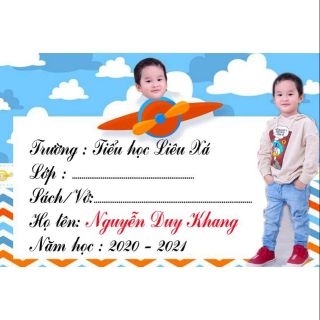 Nhãn vở hình bé hoặc ghép chibi hoạt hình