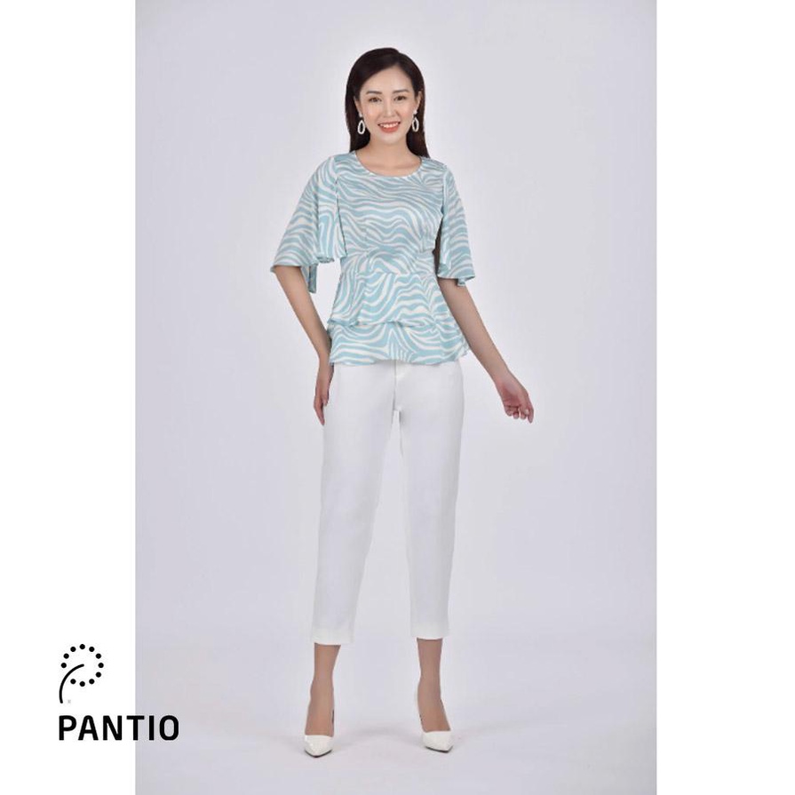 FAS32954 - Áo sơ mi lụa ngắn tay hoạ tiết vằn - PANTIO