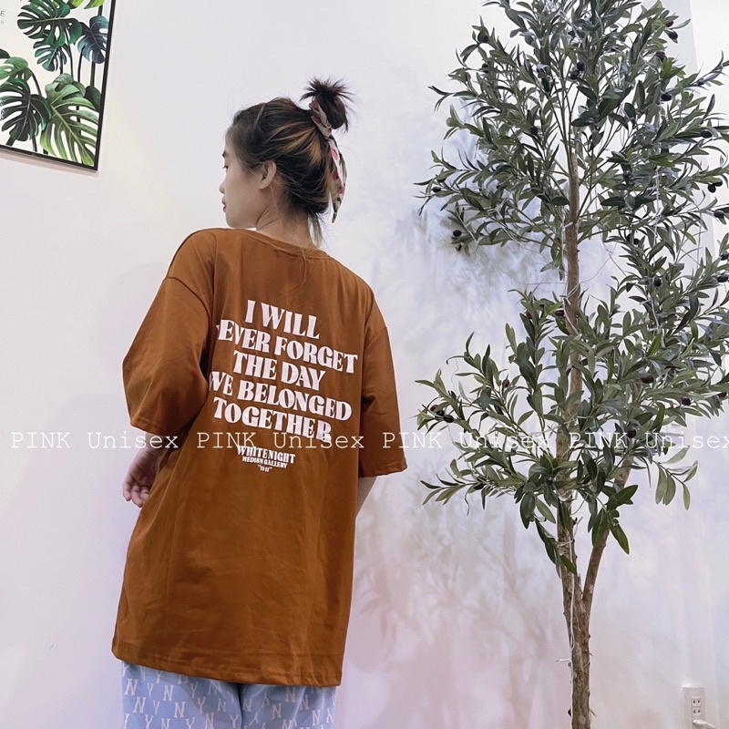 Áo thun phông logo tay nam nữ PINK tay lỡ form rộng WHITE NIGHT Unisex