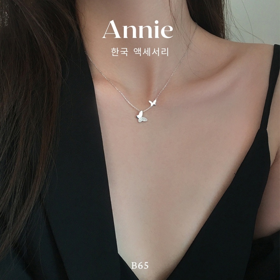 Dây chuyền bạc hình đôi bướm đính đá sợi mảnh nữ tính ANNIE - B65