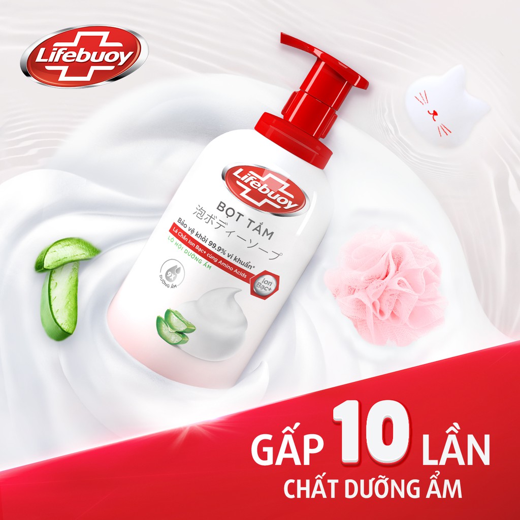 Bọt tắm dưỡng ẩm Lifebuoy hương Lô Hội 400ml