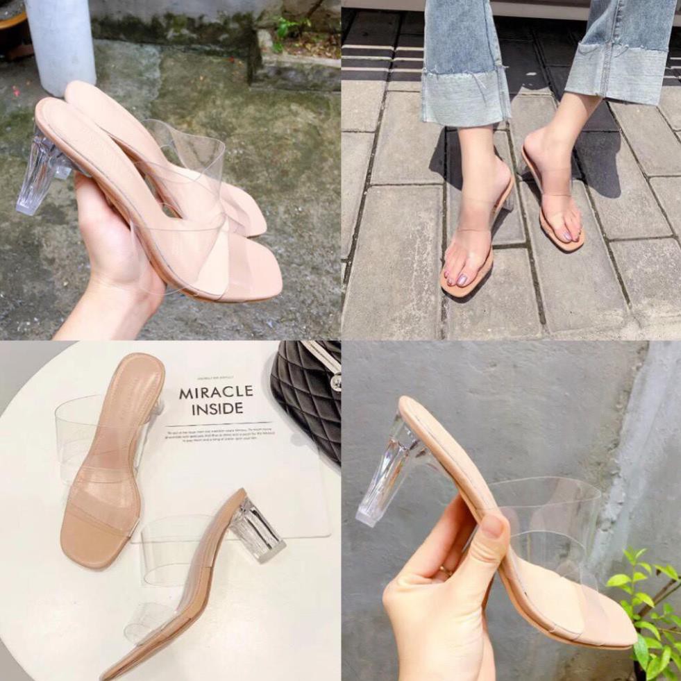 [Freeship]- Sandal Guốc Cao Gót Hai Quai Bản Trong Gót Vuông Cao 6.5cm (M628_Fullbox) -Kho Giay Phuong Linh