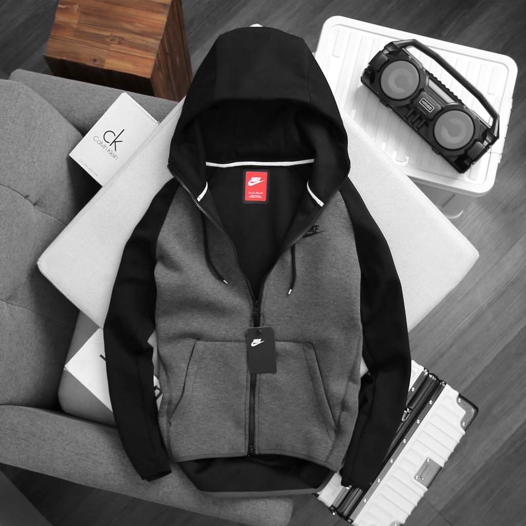 ÁO KHOÁC NIKE TUXEDO TECH FLEECE JACKET - BLACK / LIGHT GREY