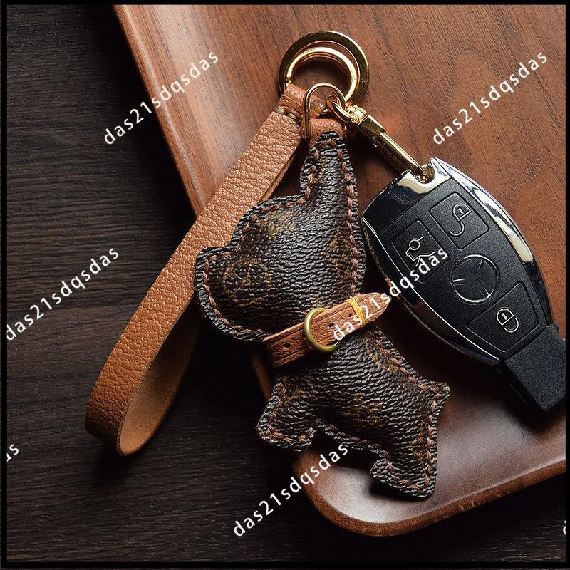 Móc Khóa Xe Hơi/ Túi Xách Bằng Da Thật Handmade Hình Chú Chó Sáng Tạo