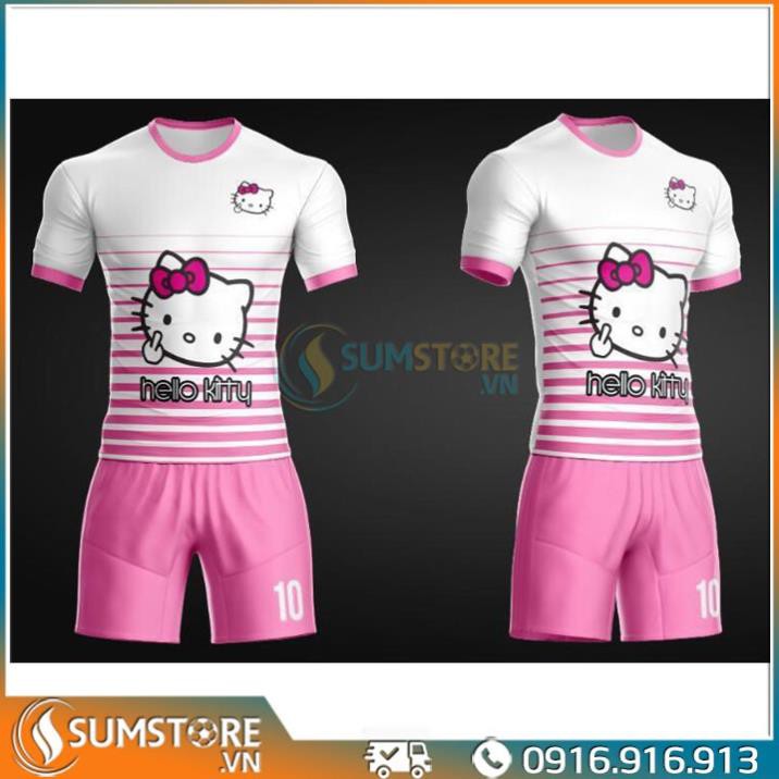 Bộ Đồ Thể Thao Đá Banh Nam Nữ Hello Kitty Hồng Nhạt Cực Kute -Áo Bóng Đá Đẹp Thun Lạnh Mịn Và Mát ⚡️