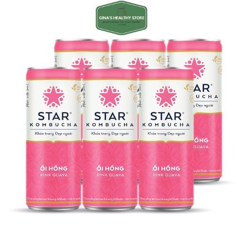 Thùng 12 lon trà STAR KOMBUCHA Ổi Hồng / Pink Guava  - Sản Phẩm Chính Hãng -NPP Star Kombucha