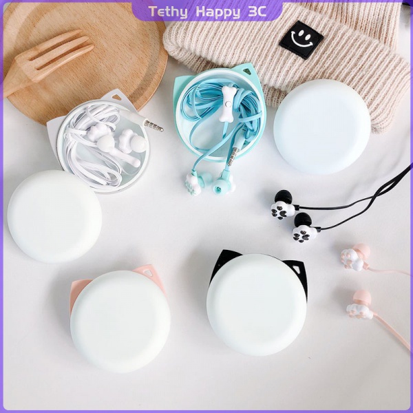 Tai nghe có dây 3.5mm hình chân mèo dễ thương cho điện thoại