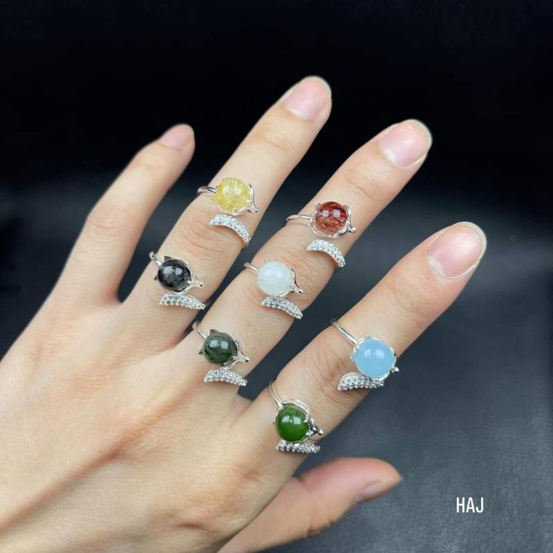 PHÔI NHẪN HỒ LY BẠC TA NẮP ĐÁ 8MM