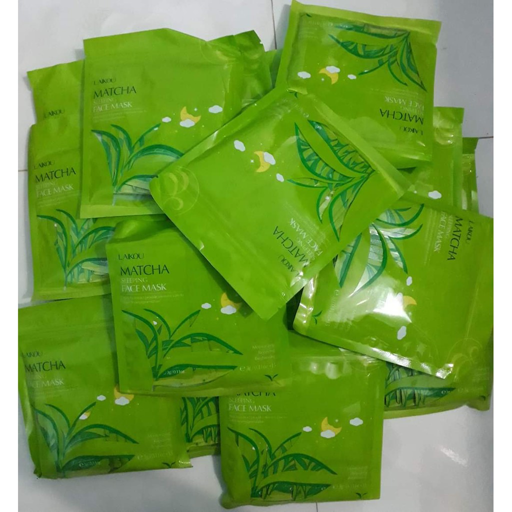 Túi 15 gói Mặt nạ ngủ trà xanh hoa đào Matcha LaiKou
