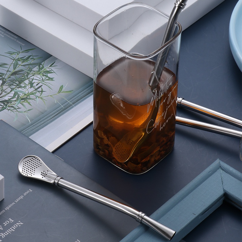 Muỗng khuấy trà sữa cà phêINOX 304, thìa, ống hút inox có thể tháo rời để vệ sinh
