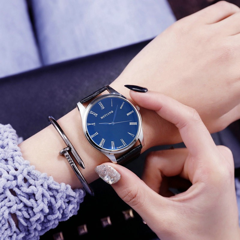 Đồng hồ nam nữ Mstianq MS28 thời trang, mặt ám xanh tuyệt đẹp | BigBuy360 - bigbuy360.vn