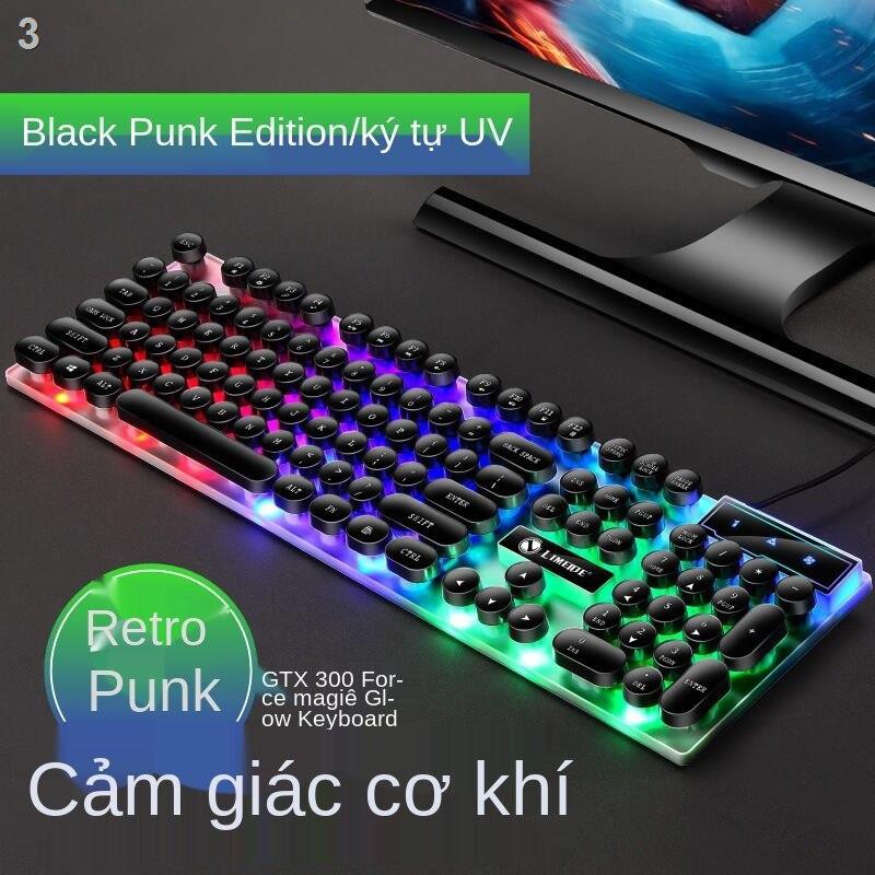 ✠☑℗Spot Bán buôn Bàn phím và Chuột phát sáng Bộ USB Internet Cafe trò chơi cạnh tranh Đèn nền đầy màu sắc