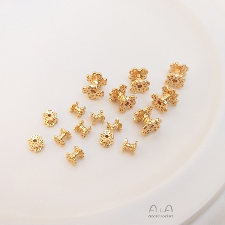 [little Blu] Bộ 20 Hạt Xỏ Vòng Tay 14K Hai Mặt Mạ Vàng Đồng Dùng Làm Đồ Trang Sức Thủ Công diy