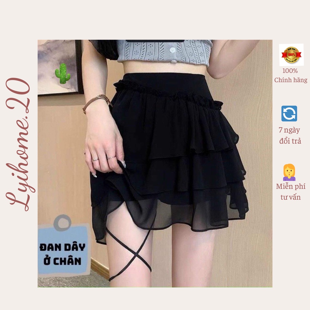 Chân váy voan Lyihome đan dây chất dày dặn trẻ trung hiện đại
