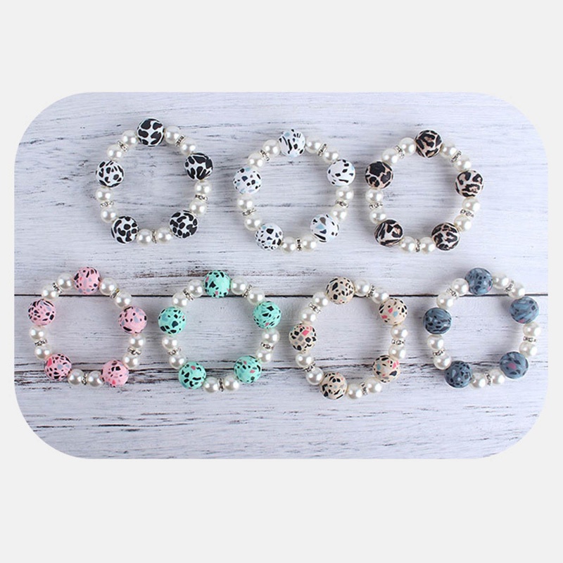 Vòng Tay Chuỗi Hạt Silicone Đính Núm Vú Giả Cho Bé Mọc Răng