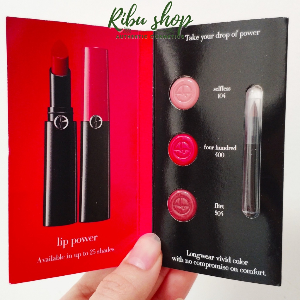 Mẫu thử sample son Giorgio Armani lip power longwear vivid color 3 ô - Ribu shop