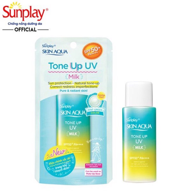 Sữa Chống Nắng Hiệu Chỉnh Sắc Da Sunplay Skin Aqua Tone Up UV Milk #Mint Green SPF 50+/Pa++++ 50g