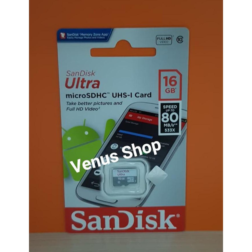 Bộ Chuyển Đổi Sandisk Ultra Microsd 16gb 48mb / S Class 10 Uhs-1