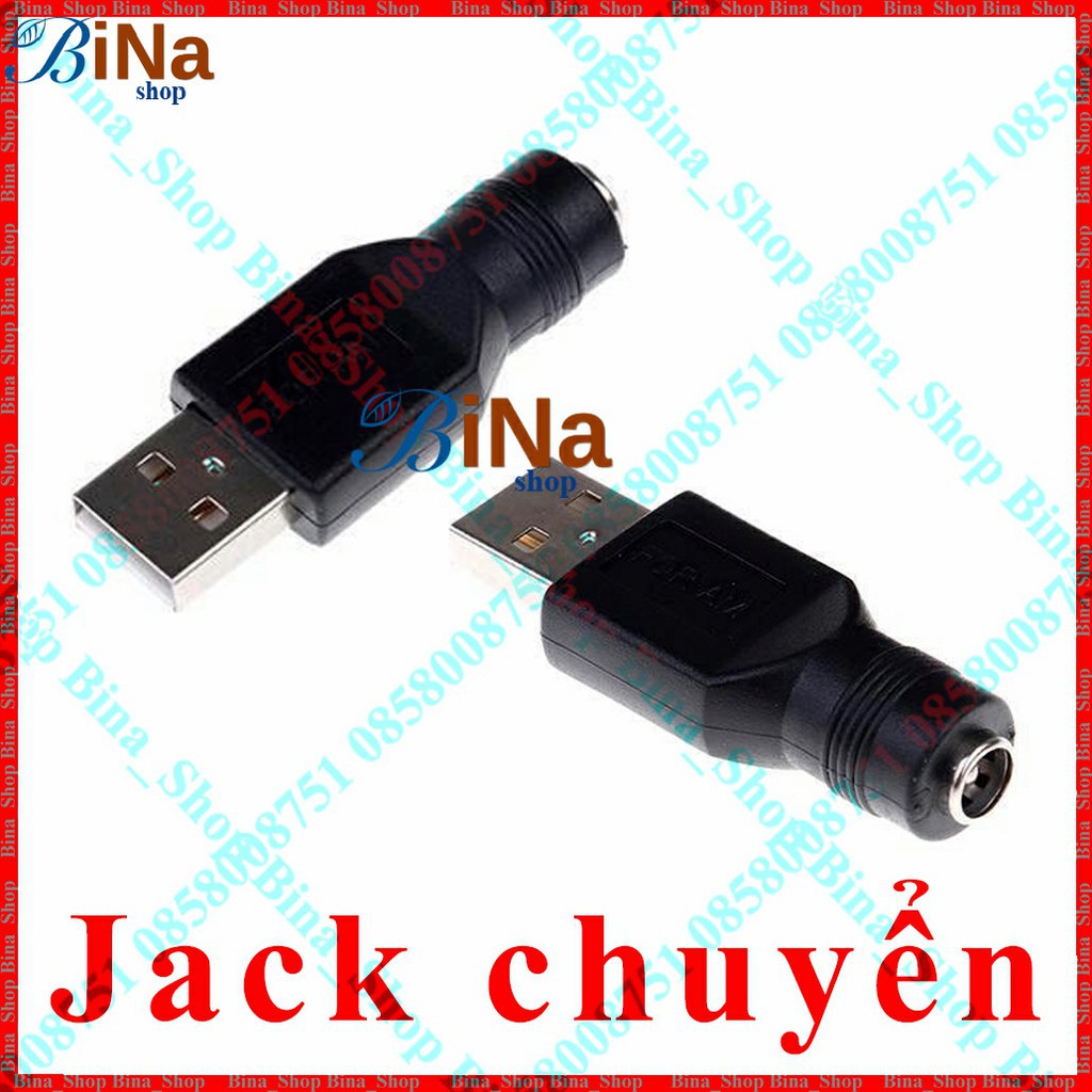 Đầu chuyển USB sang DC 5.5x2.1, Jack chuyển nguồn tiện dụng