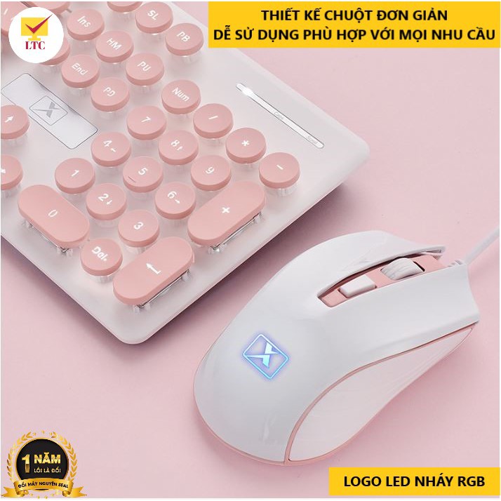 Bàn phím và chuột máy tính có đèn led sáng chữ siêu đẹp N518 phím giả cơ gõ siêu đã, thích hợp dùng văn phòng, chơi game