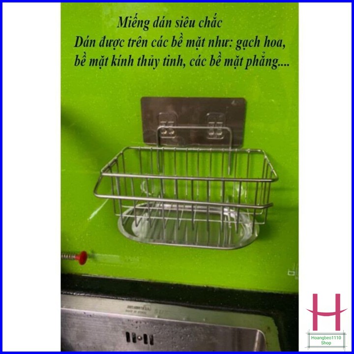 Kệ inox để đồ rửa chén bát dán tường có khay hứng nước cao cấp { H }