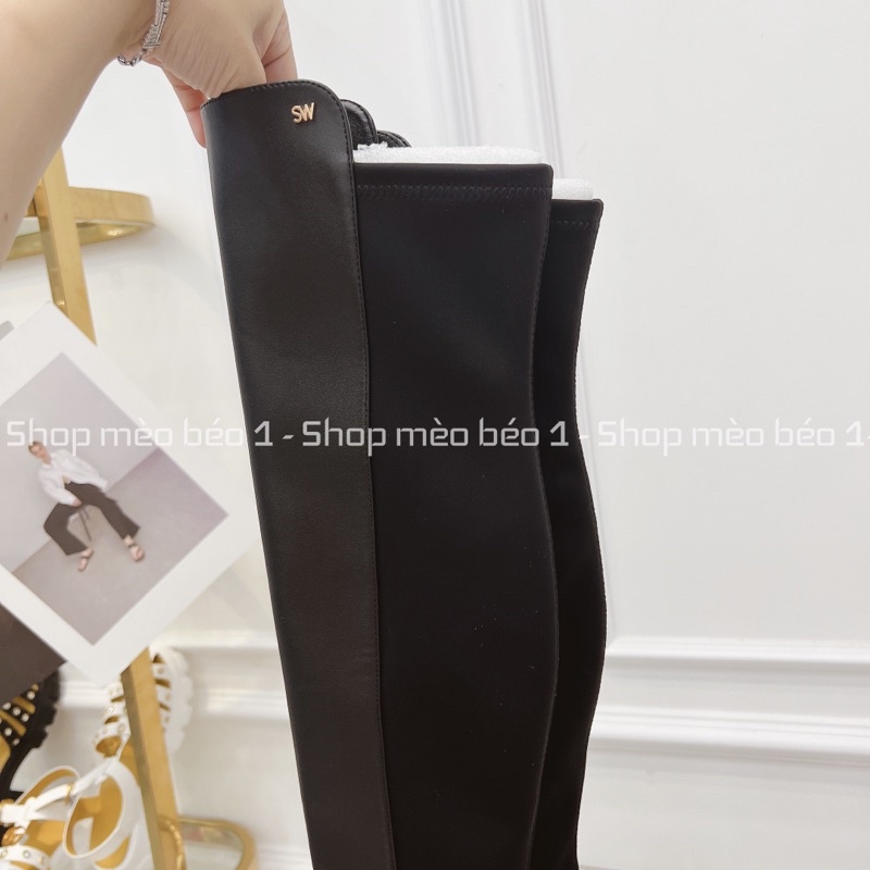 Bốt boot đùi sole SW pha da gót thấp fullbox hàng quảng châu cao cấp
