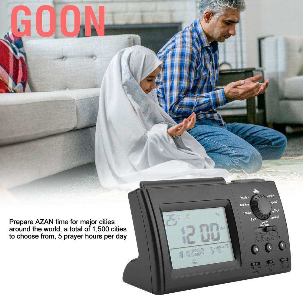 Goon LED Display Digital Alarm Clock Automatic Islamic Muslim Prayer Table Desk Black